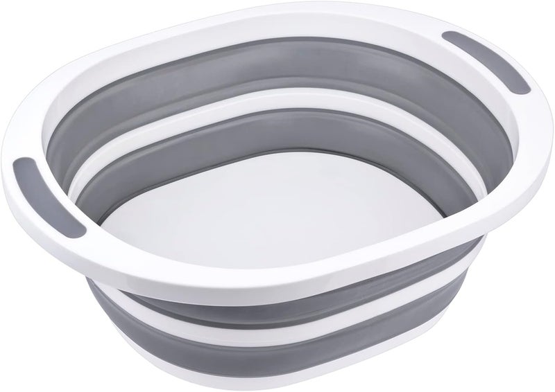 Craftend Collapsible Dishpan 7.5L Plastic Sink Dish Basin Cutting Board Foldable Food Tub for BBQ Picnic Camping Portable Washing Dishes Basket Space Saving Gray - Image 1